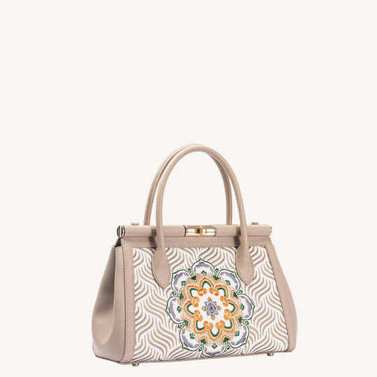 Luxury Embroidered  New Chinese Style Tote Bag – Blooming Medallion & Flowing Water