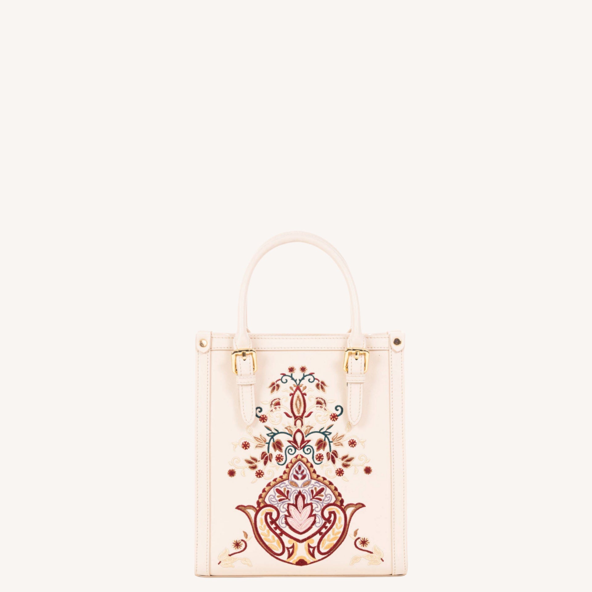 Embroidered Vintage Tote Bag with Treasure Bowl Motif | Brocade Modern