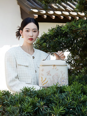 Butterfly Embroidered Leather Backpack – New Chinese Style Convertible Shoulder Bag for Women-brocademodern