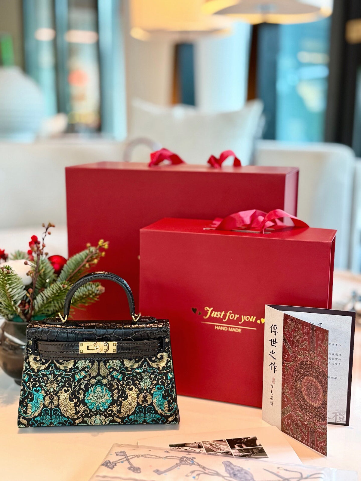 Luxury New Chinese Style Song & Shu Brocade Mini Top Handle Bag-BrocadeModern