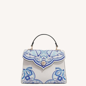 Luxury New Chinese Style Embroidered Leather Handbag – Koi & Gourd Motifs