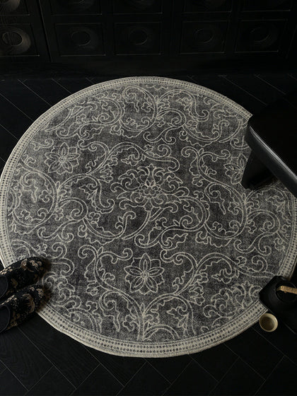 Chinese style decorative rug with heritage-inspired motif for refined living room interior decor