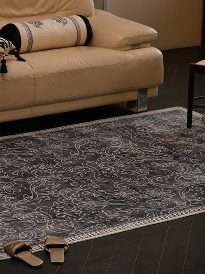 Chinese style decorative rug with heritage-inspired motif for refined living room interior decor featuring Quiet Luxury