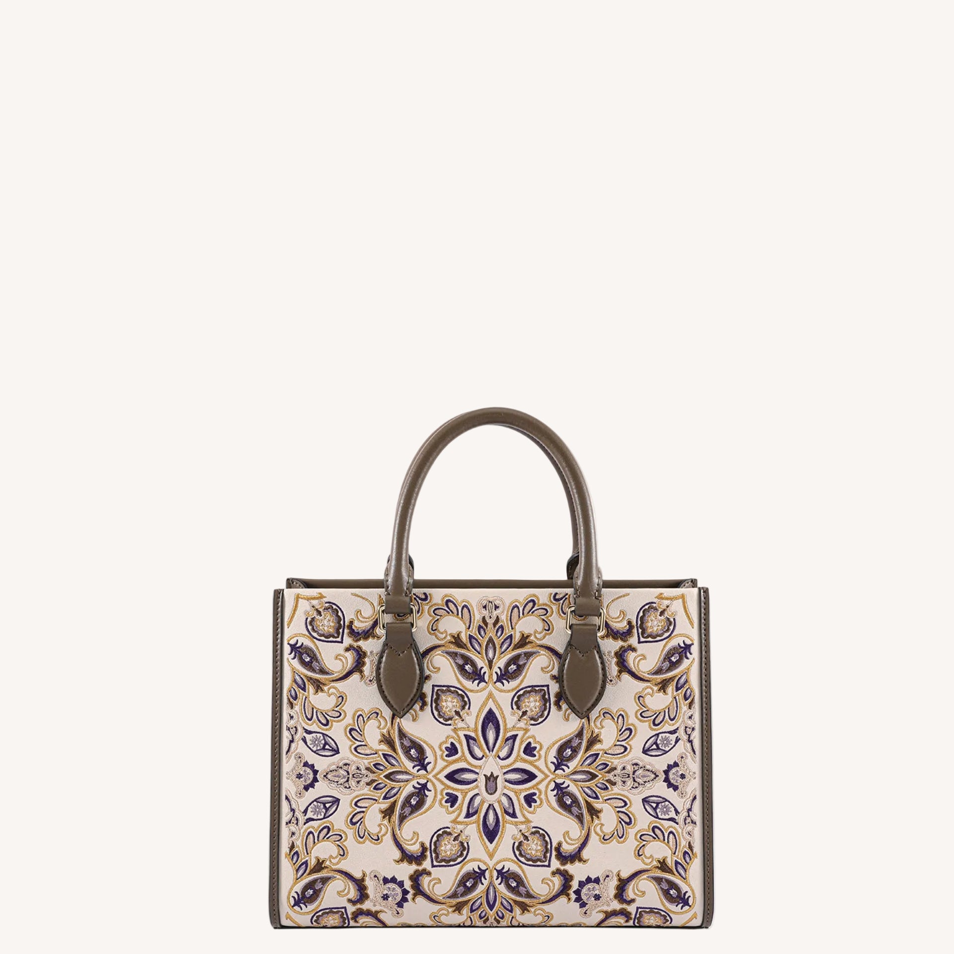 Baoxiang Flower Embroidered Leather Tote Bag | Chinese Style Handbag | Brocade Modern