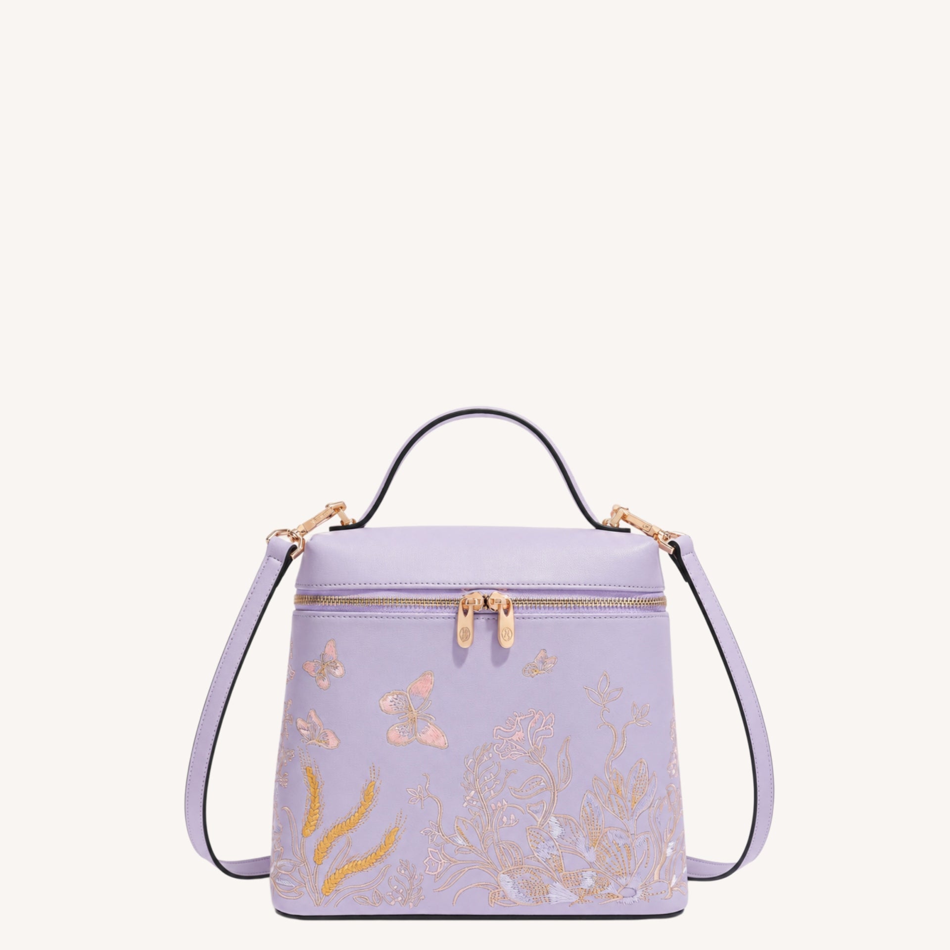 Butterfly Embroidered Leather Backpack – New Chinese Style Convertible Shoulder Bag for Women-brocademodern