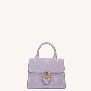 Graceful Lady Embroidered Leather Accordion Bag | Morning Glory Chinese Handbag | Brocade Modern