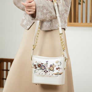 Heritage Embroidered New Chinese Style Wanderer Bag – Pearl White / Lavender-brocademodern