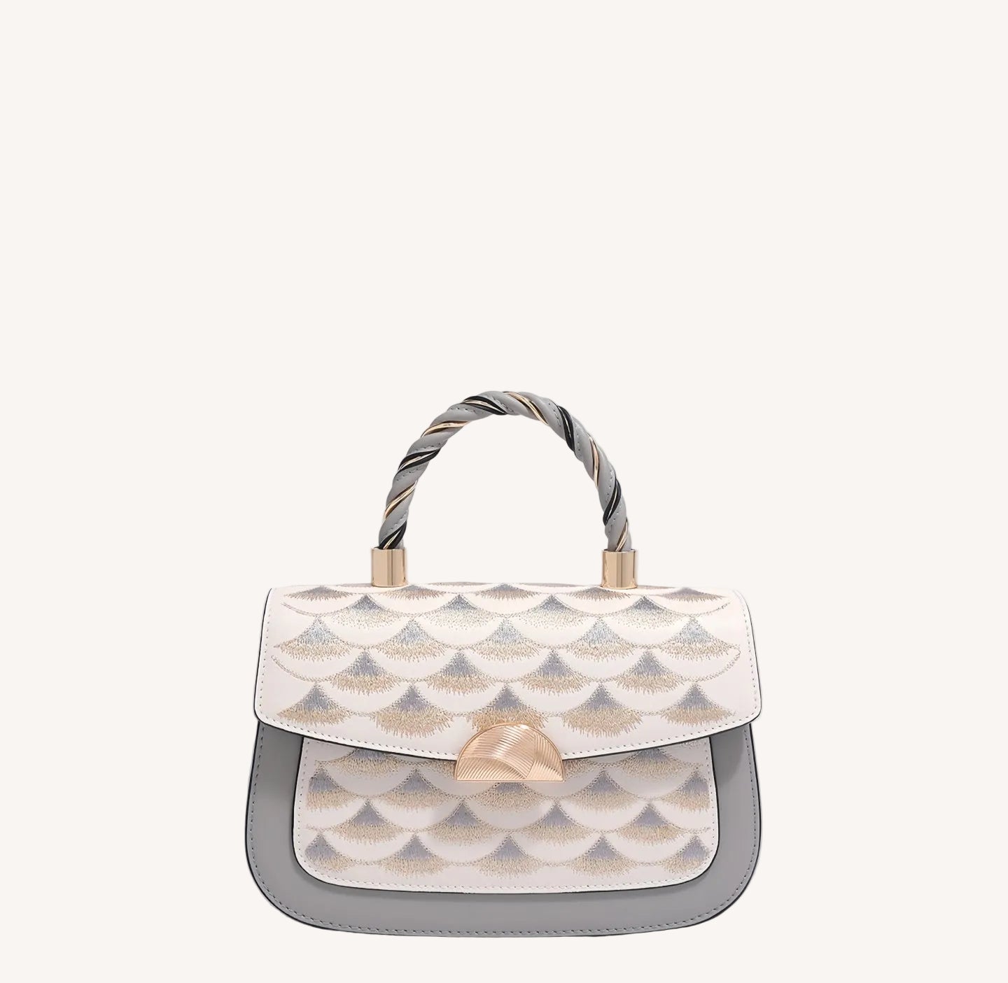 Jade Dragon Scale Glow Handbag-Modern Chinese Embroidered Top Handle Bag-brocademodern