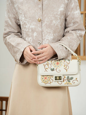 Baoxiang Flower Embroidered Top-Handle Bag | Brocade Modern