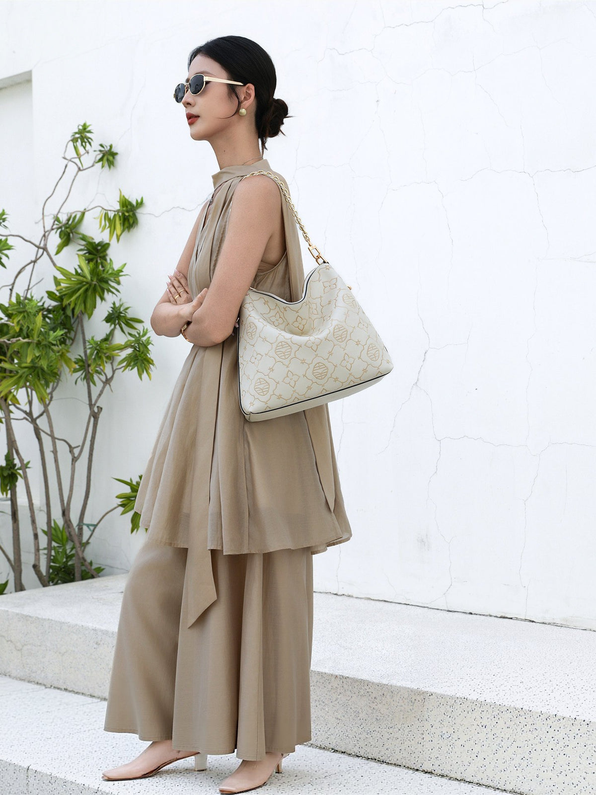Persimmon Calyx Embroidered Hobo Bag | BrocadeModern