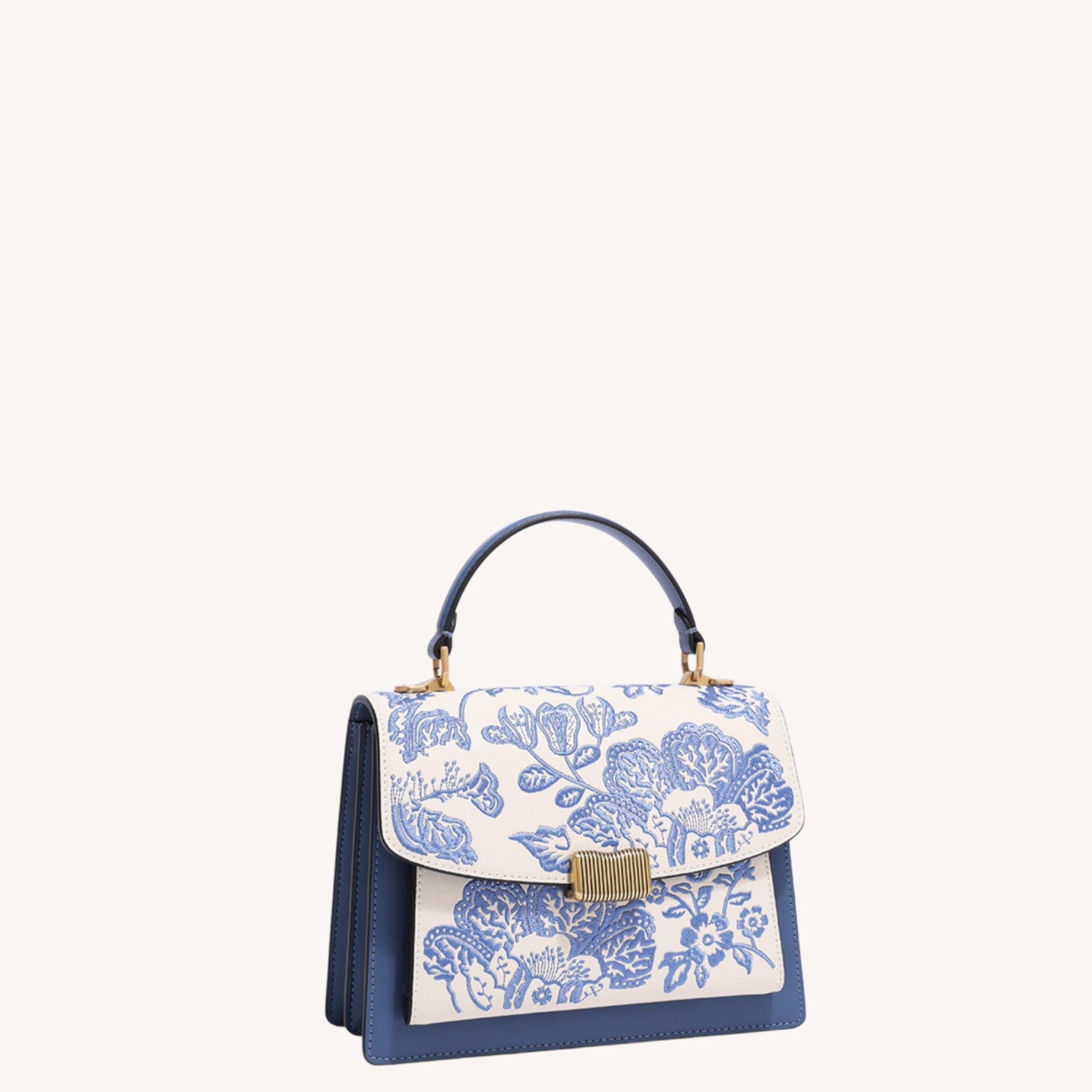 Begonia Embroidered Accordion Bag | New Chinese Style Leather Handbag | Brocade Modern