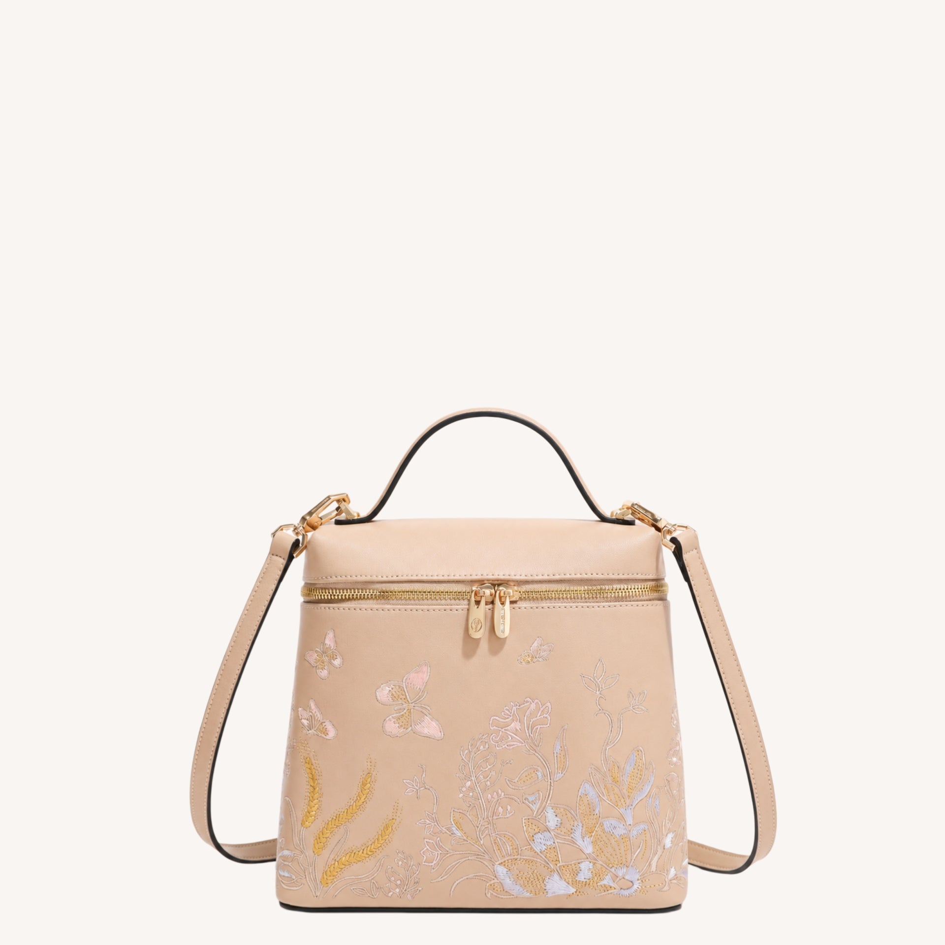 Butterfly Embroidered Leather Backpack-New Chinese Style Designer Bag – brocademodern