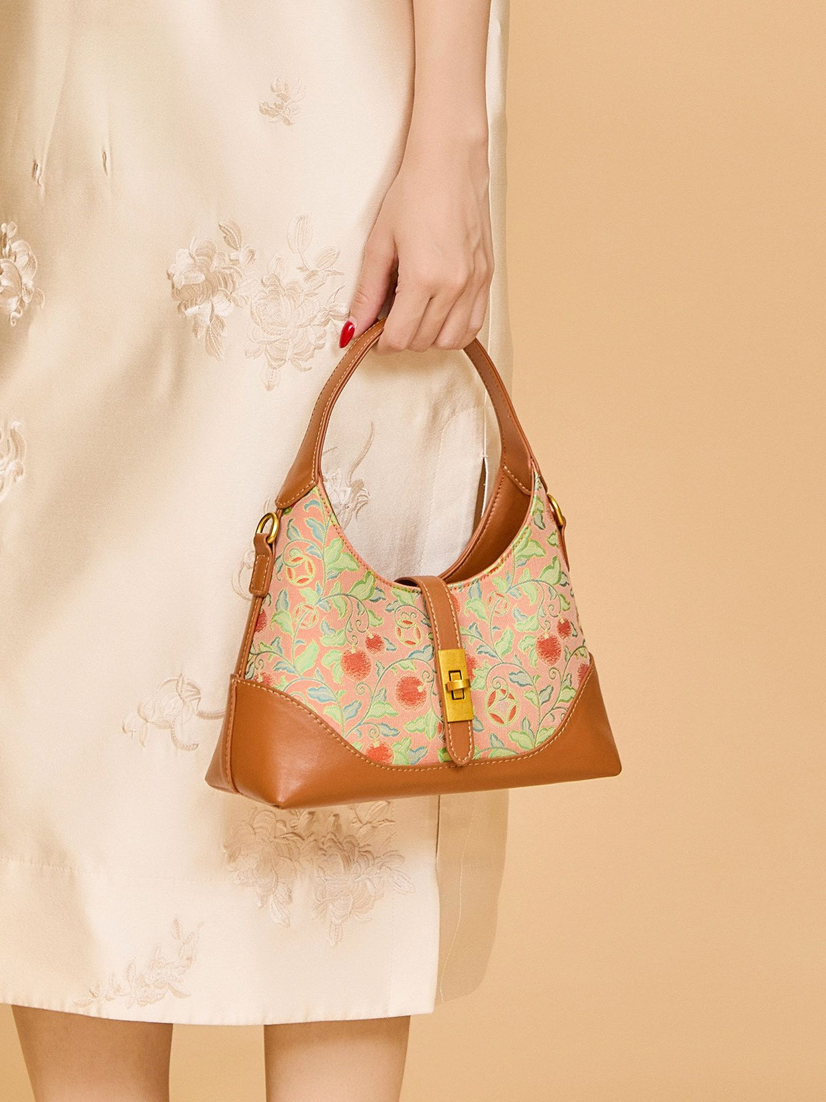 Golden Orange Song Brocade Handbag | Brocade Modern