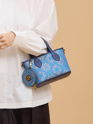 Heritage Zhuang Brocade New Chinese Style Tote Bag – Golden Blue Butterfly-brocademodern