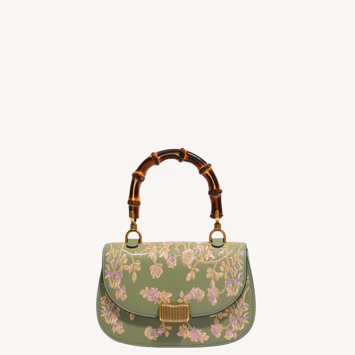 Luxury New Chinese Style Embroidered Leather Bamboo-Handle Bag – Maiden’s Garden Camellia