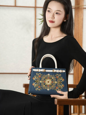 Baoxiang Flower Embroidered Tote Bag | New Chinese Style Women’s Bag-brocademodern