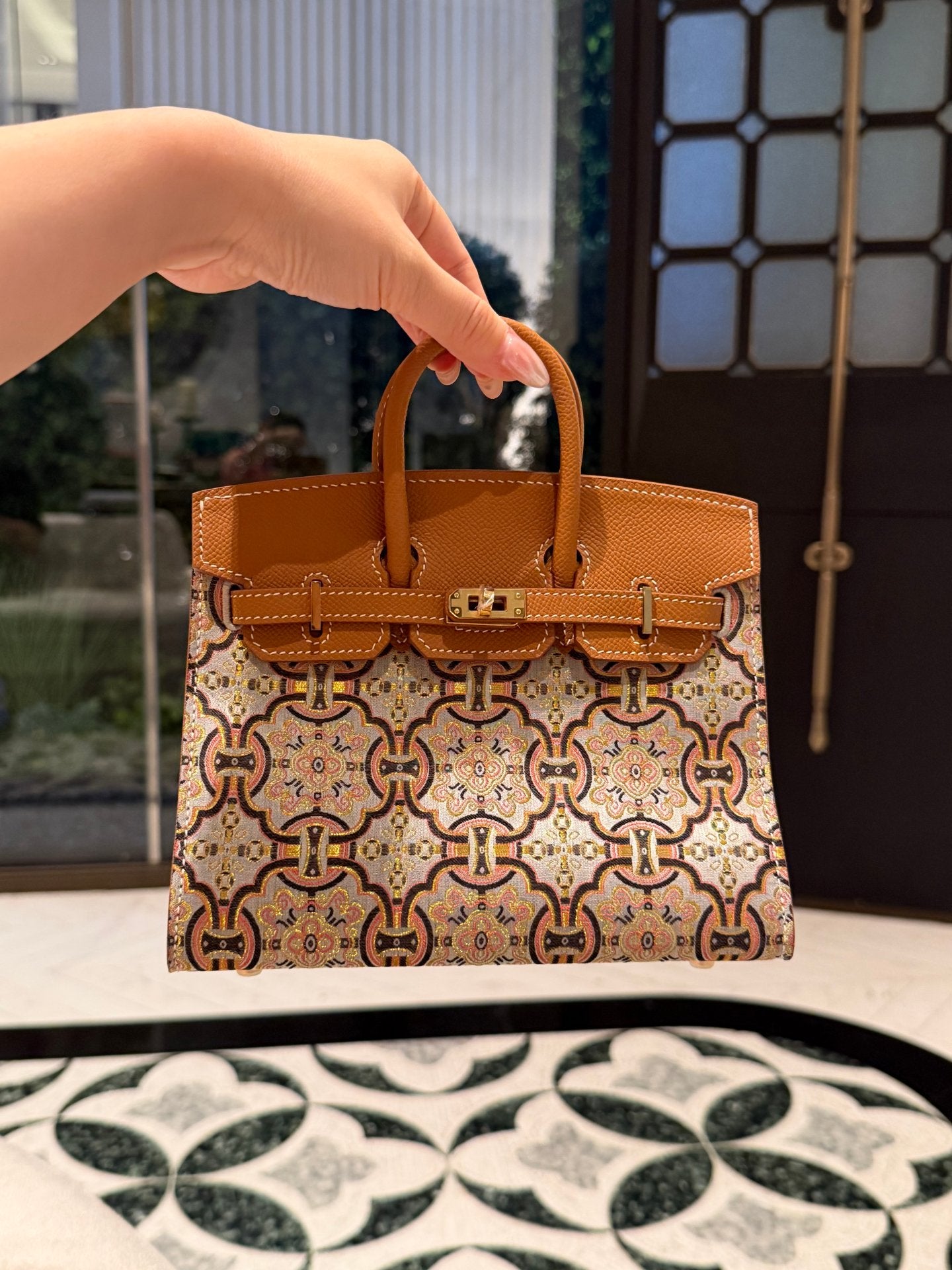 New Chinese Style Song Brocade Top-Handle Bag – Dark Heritage Tone & Golden Pheasant Motif -brocademodern