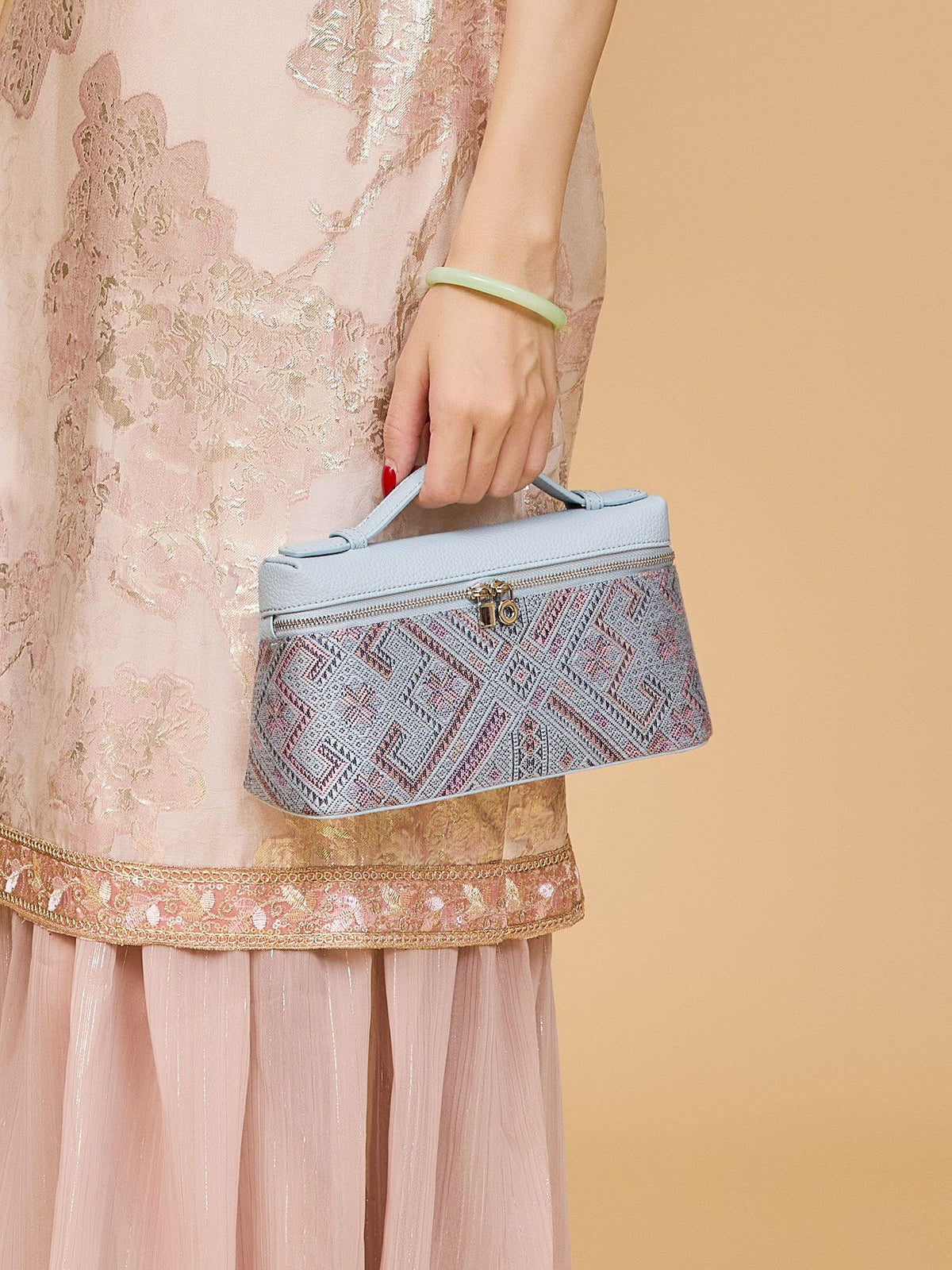 Luxury New Chinese Style Zhuang Brocade Boxy Handbag - Brocade Bond