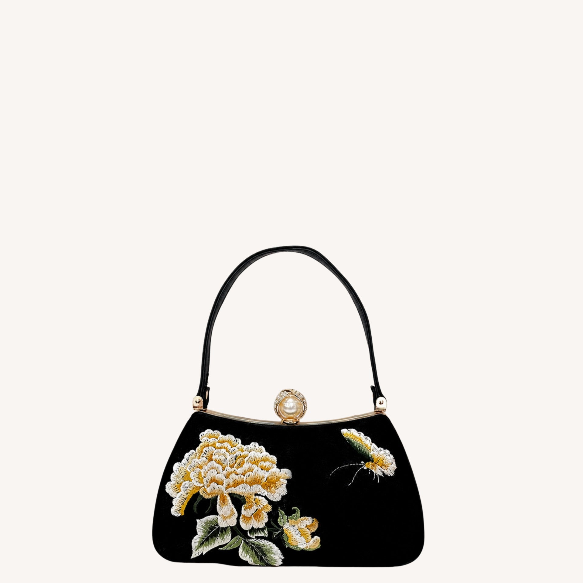 New Chinese Style Peony Embroidered Qipao Clutch Bag – Vintage Wedding Evening Handbag with Crystal Pearl Clasp-brocademodern