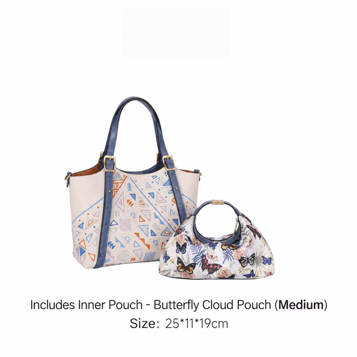 Luxury New Chinese Style Geometric Fortune Embroidered Cowhide Tote Bag