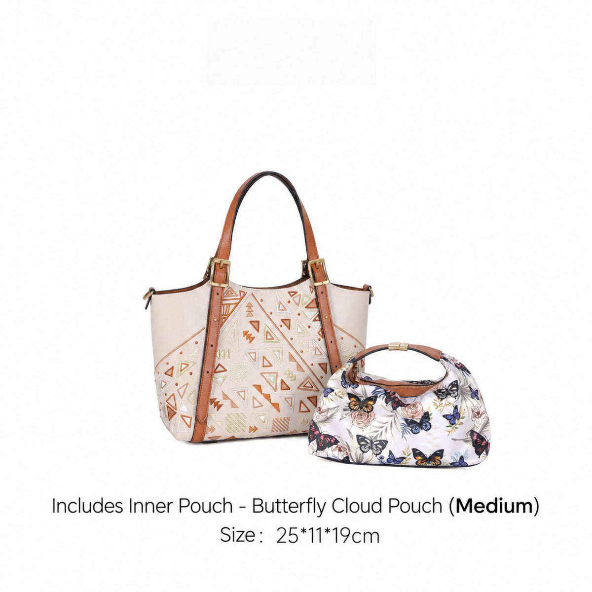 Luxury New Chinese Style Geometric Fortune Embroidered Cowhide Tote Bag