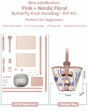 Butterfly Bow Handbag DIY Kit – Leather and Fabric Hand-Sewing Crossbody Bag