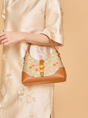 Golden Orange Song Brocade Handbag | Brocade Modern