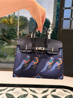New Chinese Style Song Brocade Top-Handle Bag – Dark Heritage Tone & Golden Pheasant Motif -brocademodern
