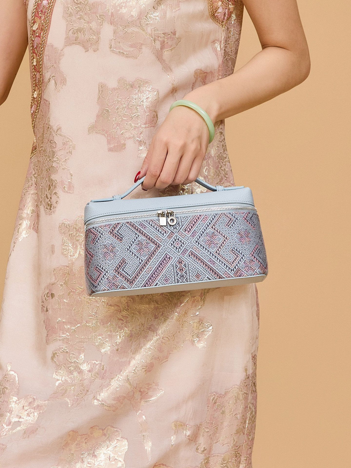 Luxury New Chinese Style Zhuang Brocade Boxy Handbag - Brocade Bond