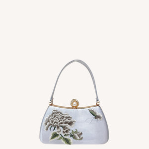 New Chinese Style Peony Embroidered Qipao Clutch Bag – Vintage Wedding Evening Handbag with Crystal Pearl Clasp-brocademodern