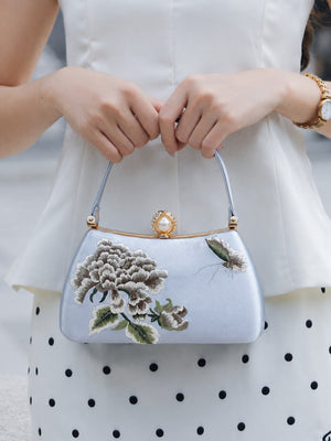 New Chinese Style Peony Embroidered Qipao Clutch Bag – Vintage Wedding Evening Handbag with Crystal Pearl Clasp-brocademodern