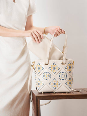Embroidered Tote Bag with Inner Pouch | New Chinese Style Women’s Bag | Brocade Modern
