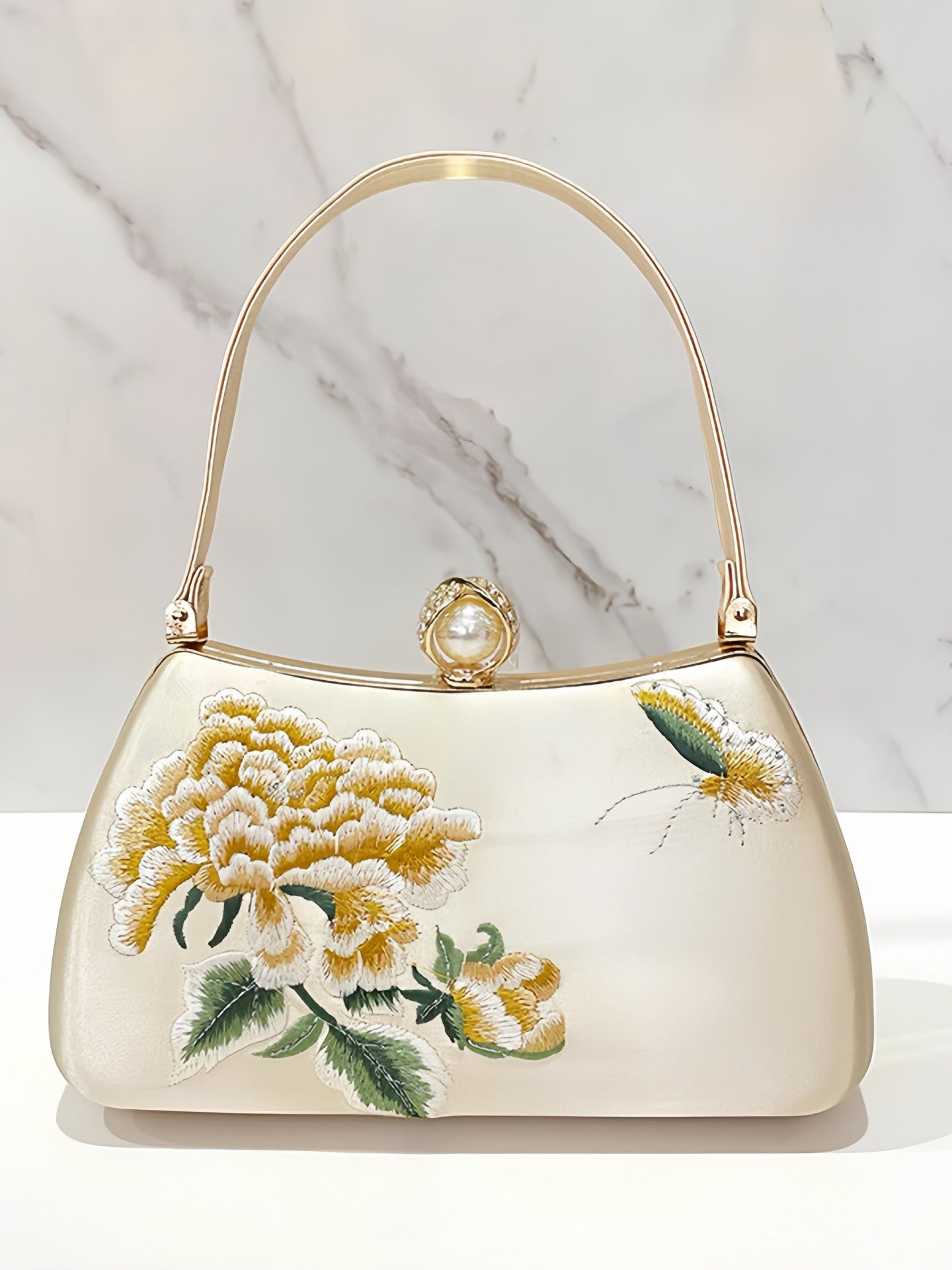 New Chinese Style Peony Embroidered Qipao Clutch Bag – Vintage Wedding Evening Handbag with Crystal Pearl Clasp-brocademodern