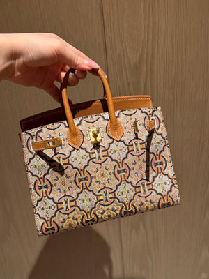 New Chinese Style Song Brocade Top-Handle Bag – Dark Heritage Tone & Golden Pheasant Motif -brocademodern