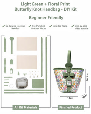 Butterfly Bow Handbag DIY Kit – Leather and Fabric Hand-Sewing Crossbody Bag