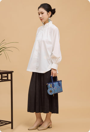 Heritage Zhuang Brocade New Chinese Style Tote Bag – Golden Blue Butterfly-brocademodern