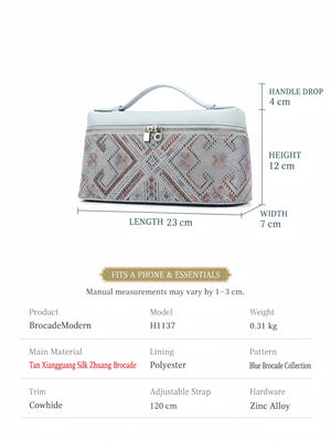Luxury New Chinese Style Zhuang Brocade Boxy Handbag - Brocade Bond