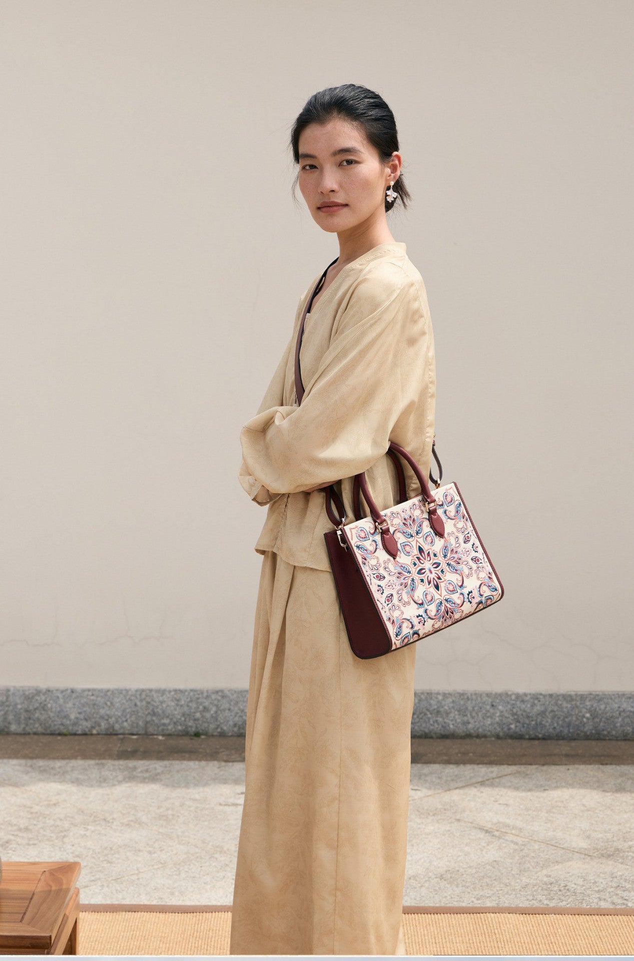 Baoxiang Flower Embroidered Leather Tote Bag | Chinese Style Handbag | Brocade Modern
