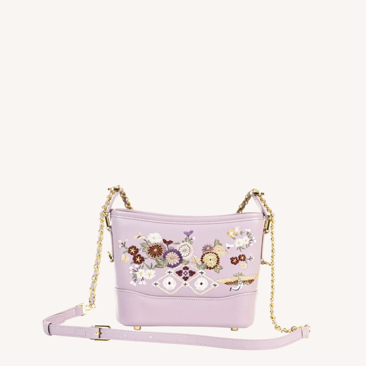 Heritage Embroidered New Chinese Style Wanderer Bag – Pearl White / Lavender-brocademodern