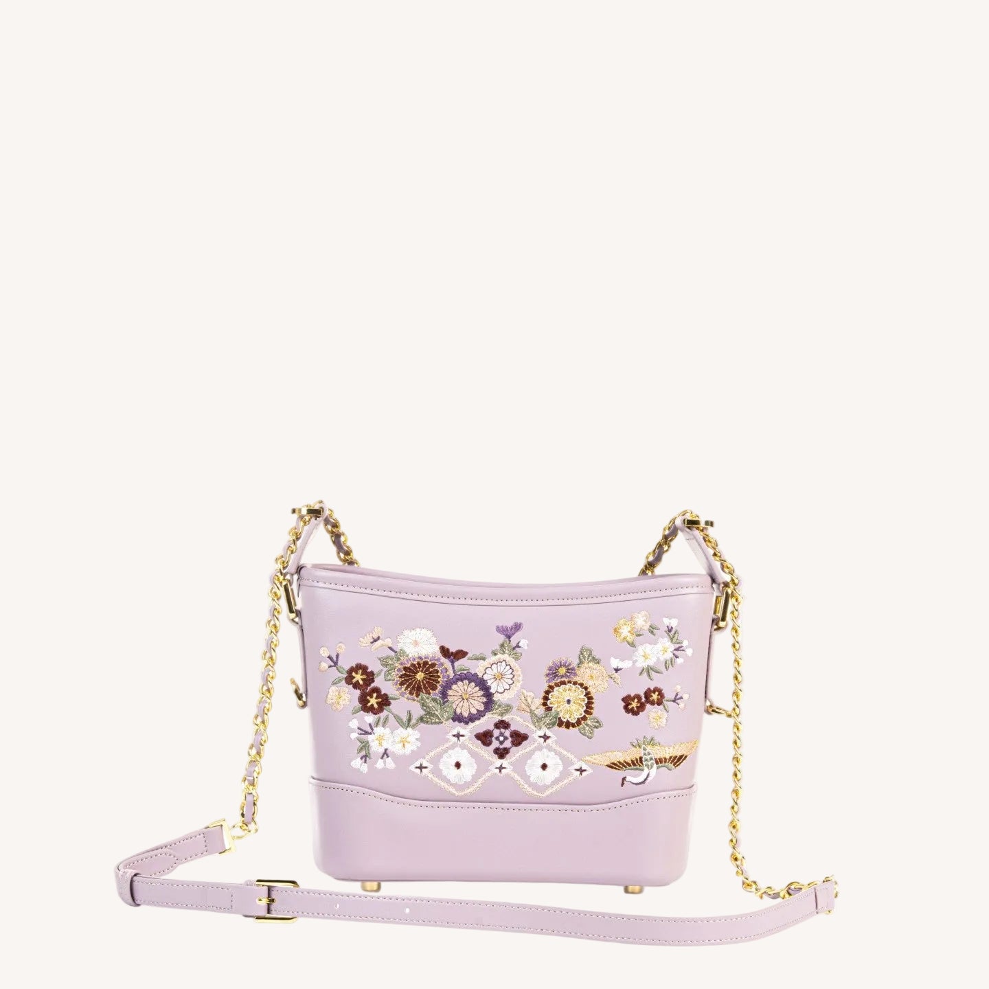 Heritage Embroidered New Chinese Style Wanderer Bag – Pearl White / Lavender-brocademodern