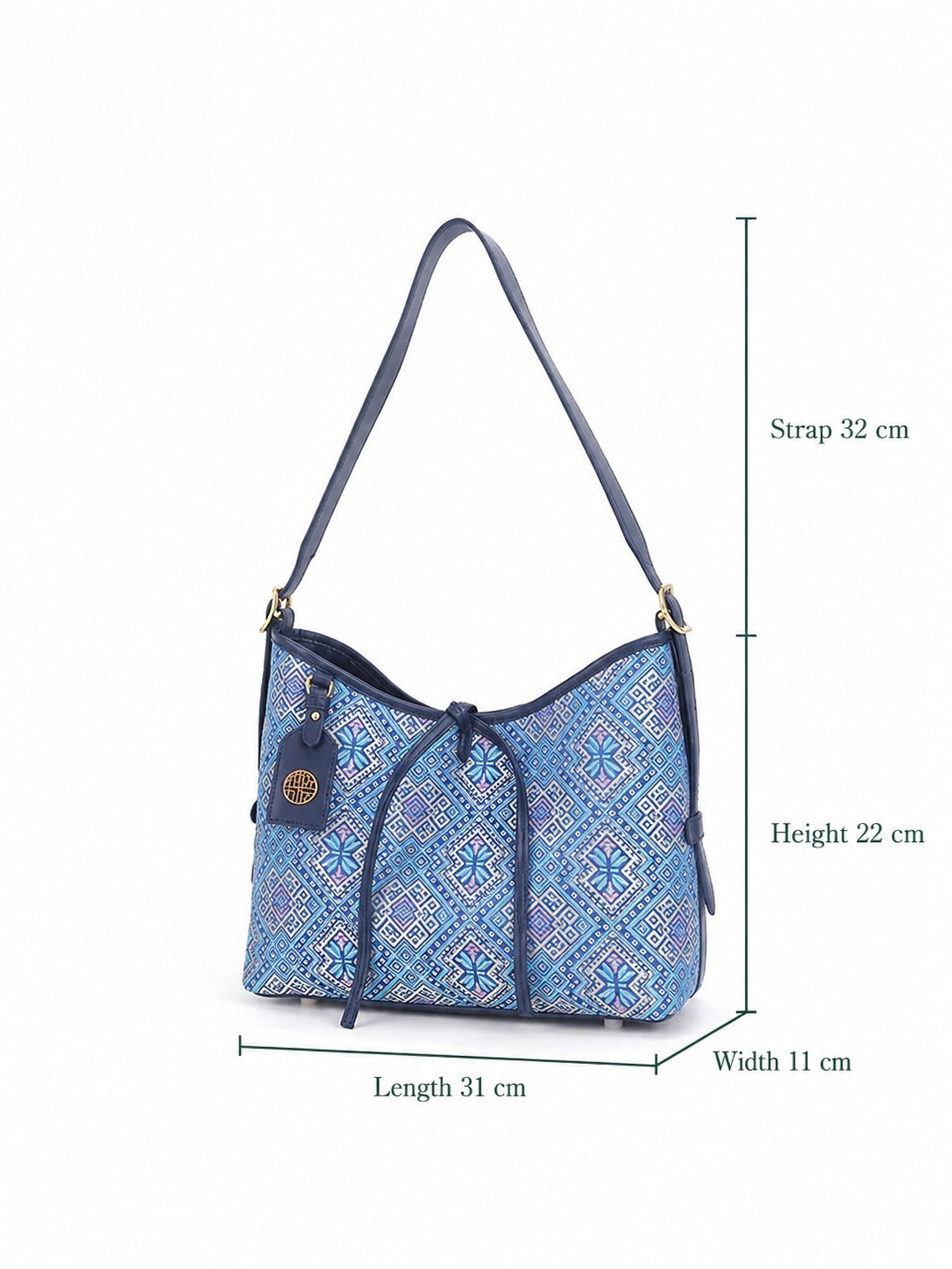Heritage Zhuang Brocade New Chinese Style Long-Whisker Bag – Golden Blue Butterfly-brocademodern
