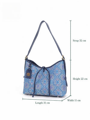 Heritage Zhuang Brocade New Chinese Style Long-Whisker Bag – Golden Blue Butterfly-brocademodern