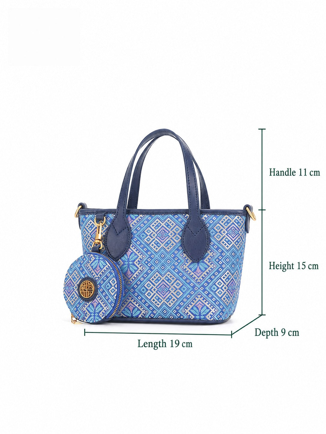 Heritage Zhuang Brocade New Chinese Style Tote Bag – Golden Blue Butterfly-brocademodern