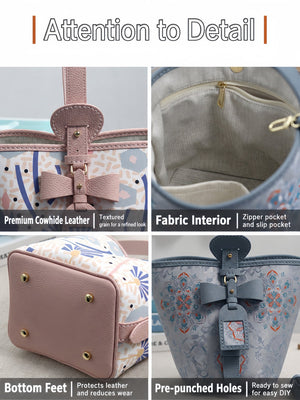 Butterfly Bow Handbag DIY Kit – Leather and Fabric Hand-Sewing Crossbody Bag