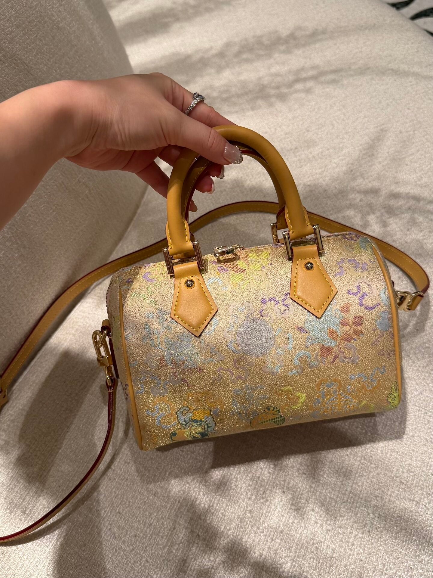 New Chinese Style Song Brocade Boston Bag – Heritage Silk Brocade & Top-Grain Leather-brocademodern