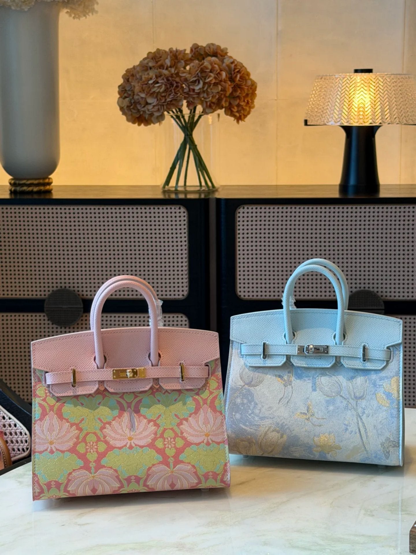 New Chinese Style Song Brocade Top-Handle Bag – Golden Floral Aroma / Layered Lotus Motif-brocademodern