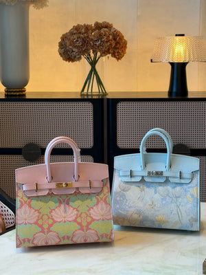 New Chinese Style Song Brocade Top-Handle Bag – Golden Floral Aroma / Layered Lotus Motif-brocademodern