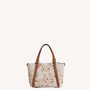 Luxury New Chinese Style Geometric Fortune Embroidered Cowhide Tote Bag