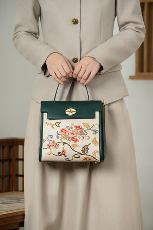 Gu (古) Embroidered Kelly Bag | Chinese-Style Handbag & Crossbody | Brocade Modern