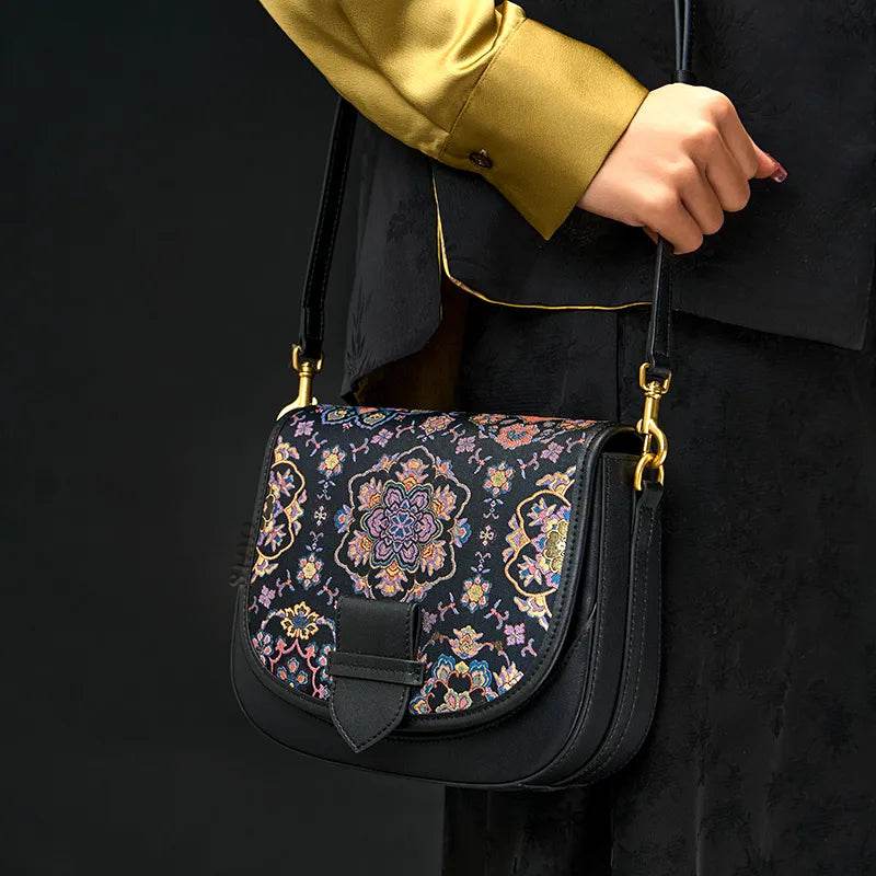 Song Brocade Silk Messenger Bag – Baoxiang Leather Crossbody - SinoCultural -- FJ220678-2